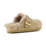Colors Of California Sabot in Camoscio Beige con Fodera in Pelo