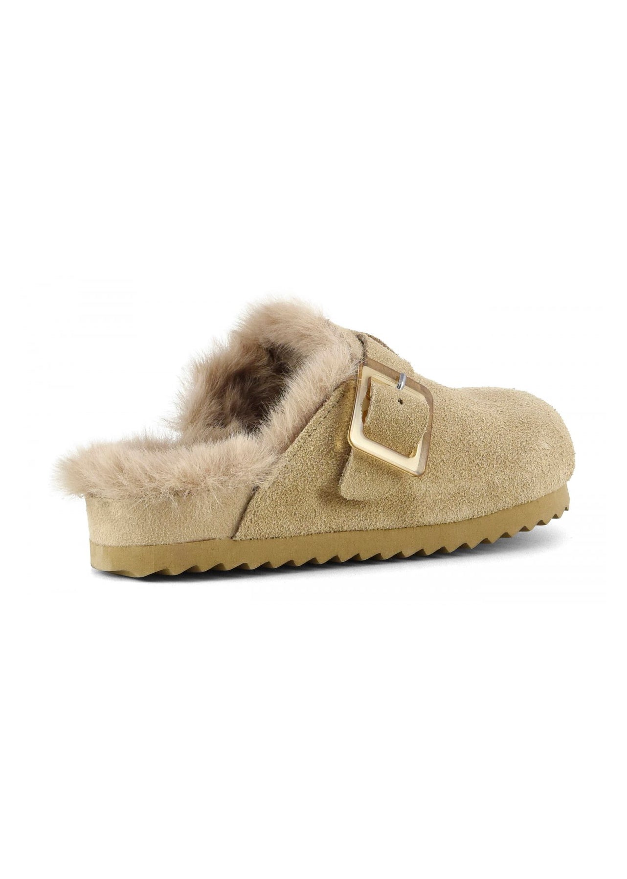 Colors Of California Sabot in Camoscio Beige con Fodera in Pelo