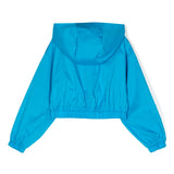 Msgm Kids Giacca Crop Turchese con Cappuccio e Zip per Bambine