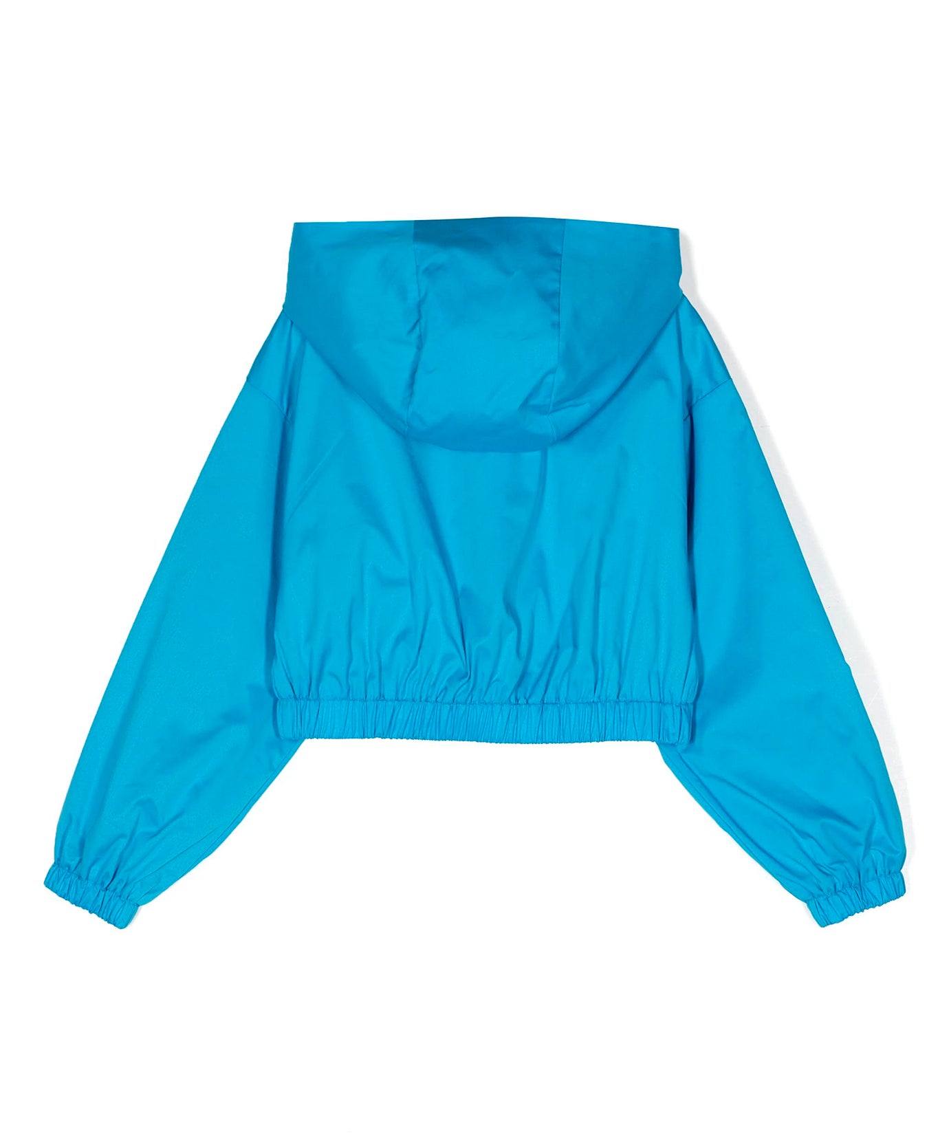 Msgm Kids Giacca Crop Turchese con Cappuccio e Zip per Bambine