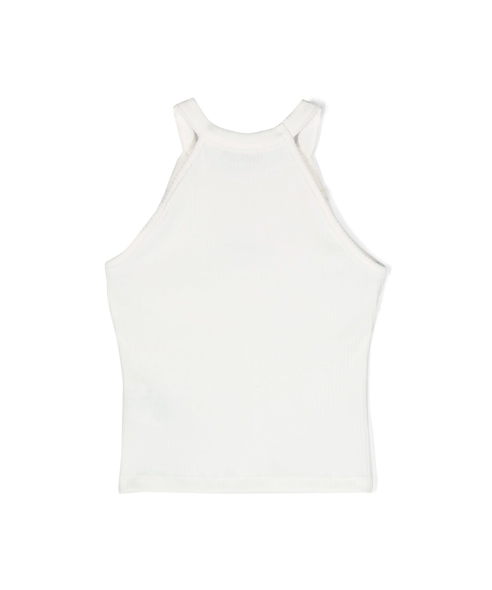 Msgm Kids Canotta Bianca a Costine con Logo