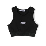 Msgm Kids Top Crop Nero a Costine