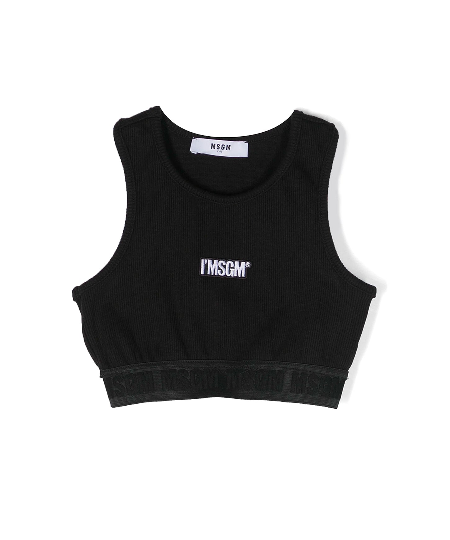 Msgm Kids Top Crop Nero a Costine