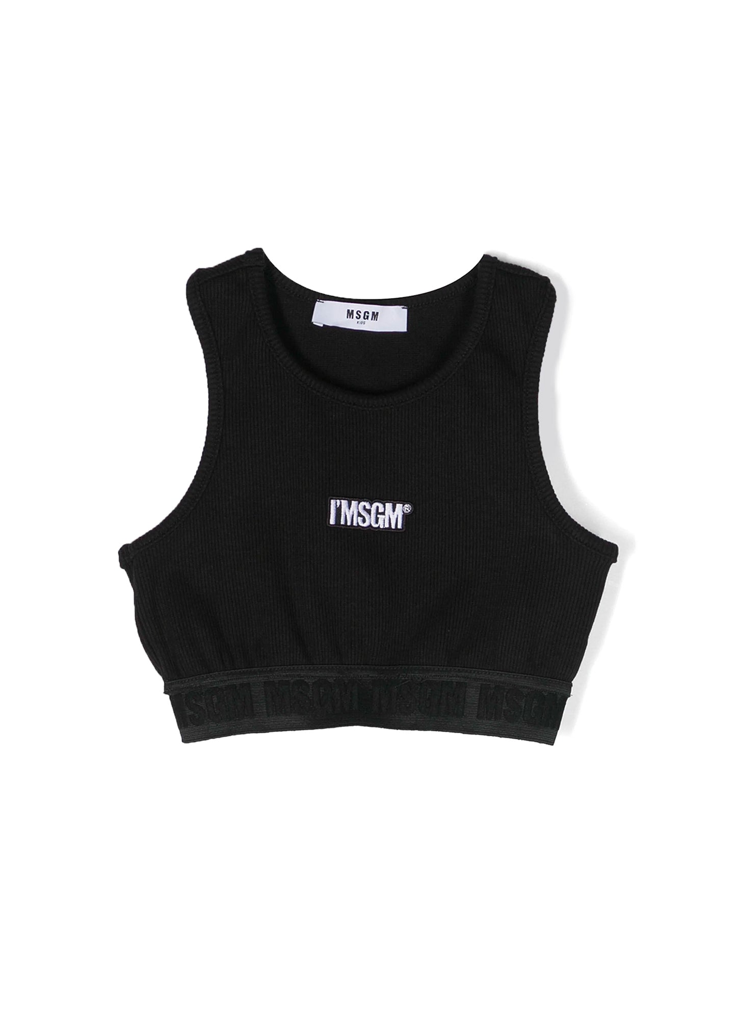 Msgm Kids Top Crop Nero a Costine