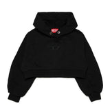 Diesel Kids Black Crop Hoodie with Over 'D' Logo