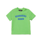 Dsquared2 Kids T-Shirt Verde con Grafica Beach per Neonati