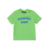 Dsquared2 Kids T-Shirt Verde con Grafica Beach per Neonati