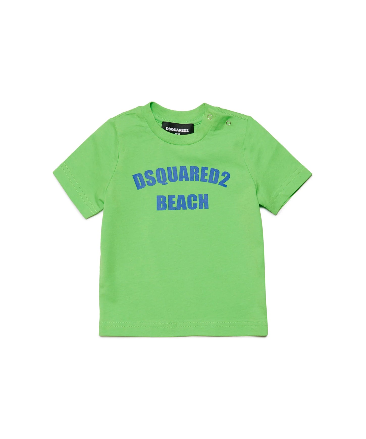 Dsquared2 Kids T-Shirt Verde con Grafica Beach per Neonati