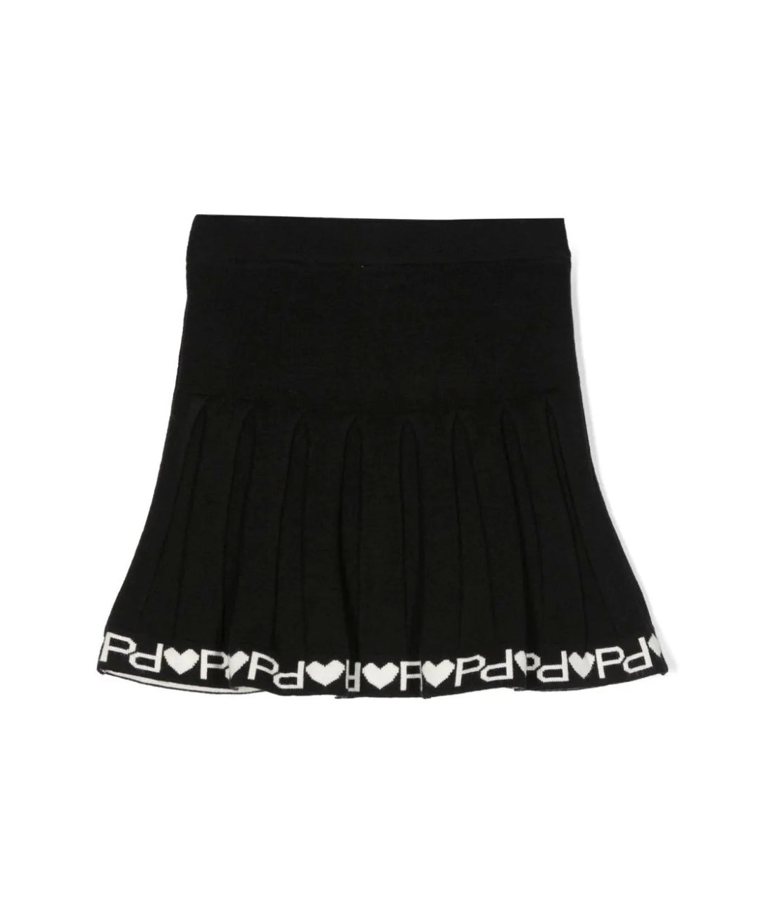 Gonna a Coste PINKO KIDS: Stile Nero/Bianco con Maglia a Intarsio, Dettagli a Coste e Cintura Elasticizzata