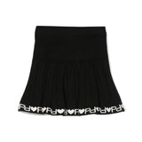 Gonna a Coste PINKO KIDS: Stile Nero/Bianco con Maglia a Intarsio, Dettagli a Coste e Cintura Elasticizzata