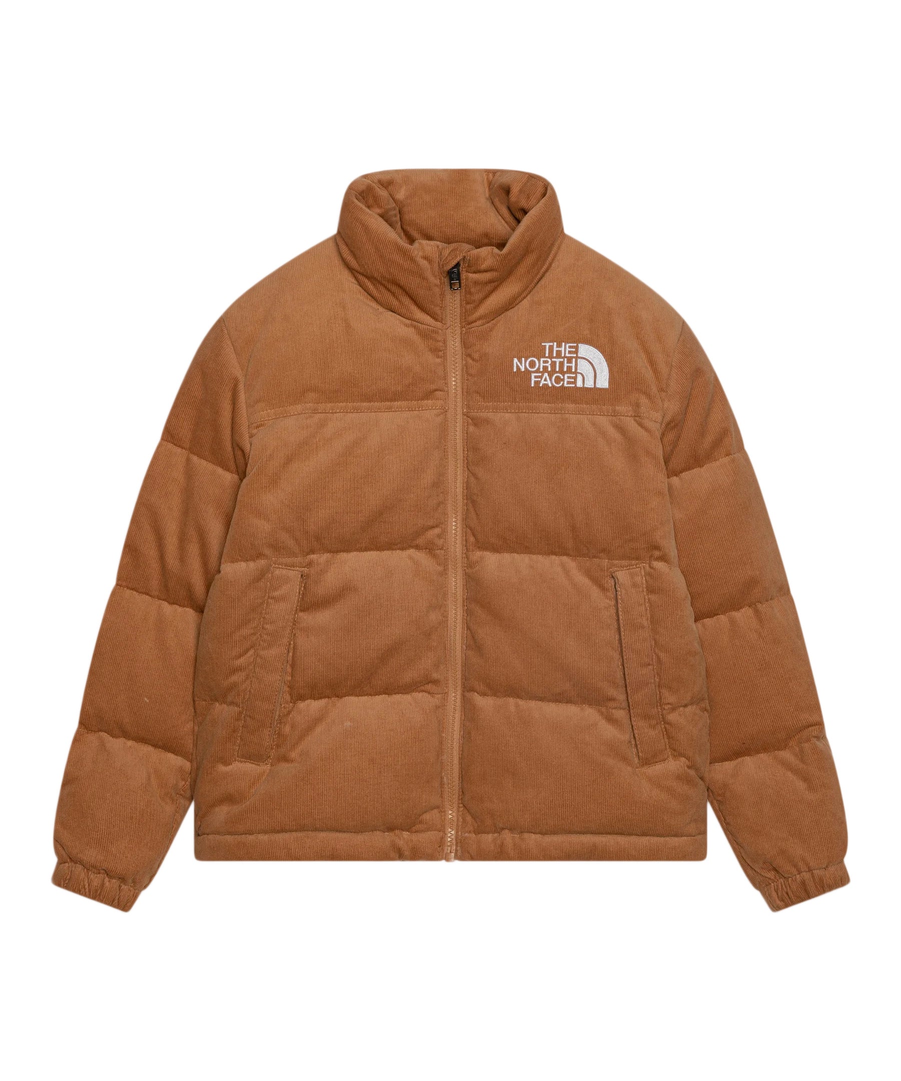 The North Face Kids Piumino Nuptse a Coste Beige - Piumino arancione bruciato con logo ricamato