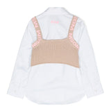 Msgm Kids Camicia Bianca con Top in Maglia per Bambine