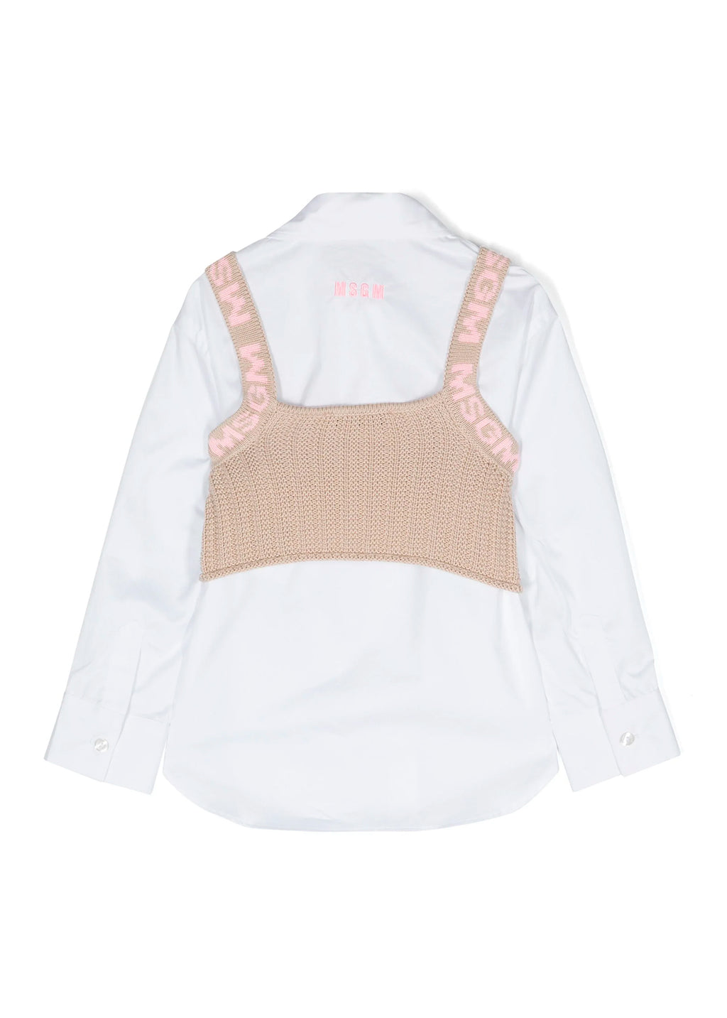Msgm Kids Camicia Bianca con Top in Maglia per Bambine