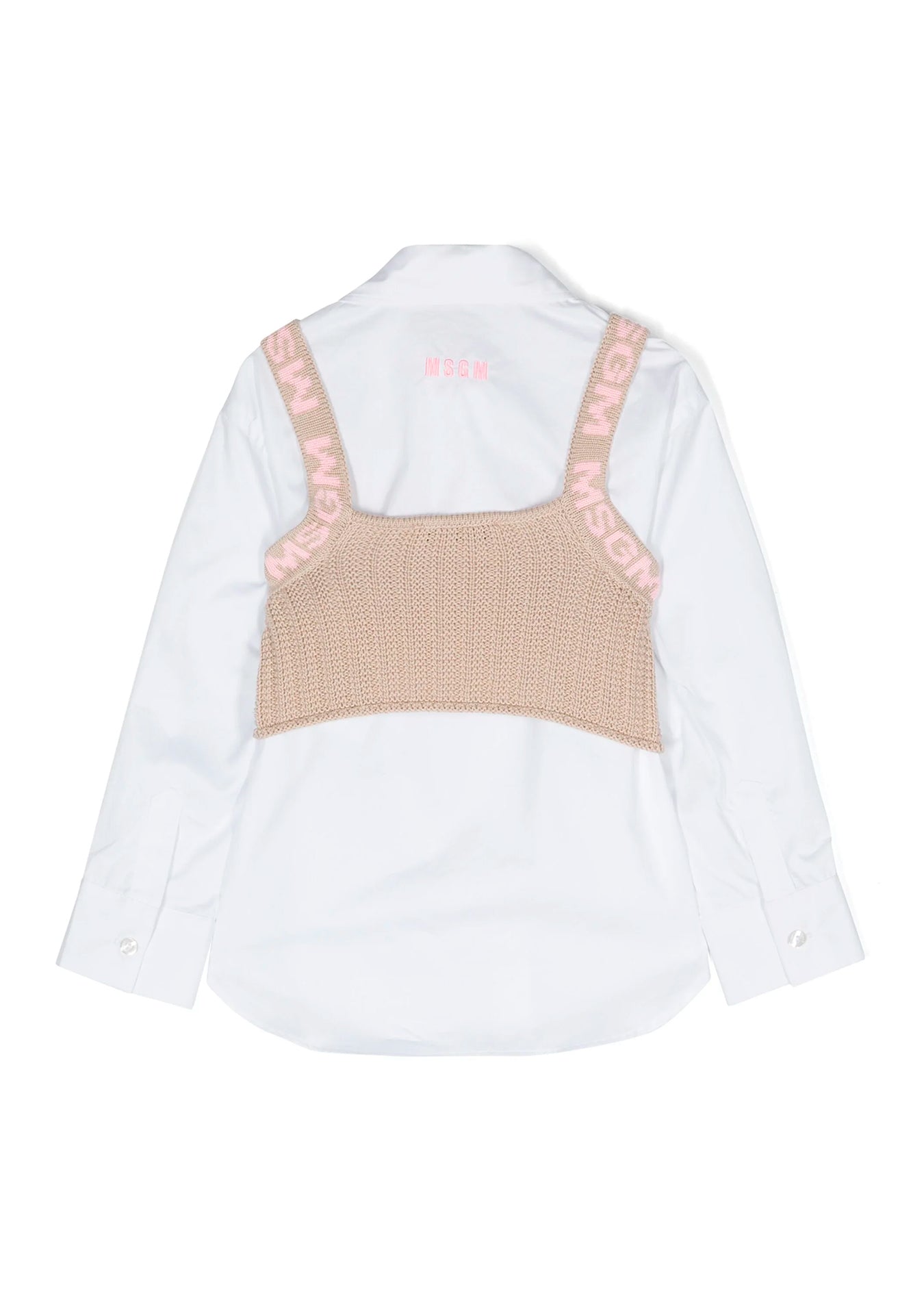 Msgm Kids Camicia Bianca con Top in Maglia per Bambine