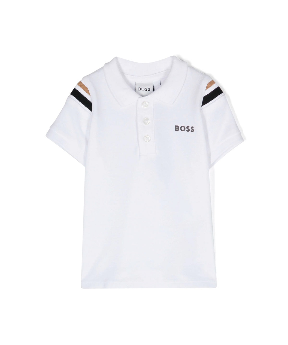 Boss Kids Polo Bianca con Stampa Logo per Neonati