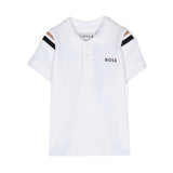 Boss Kids Polo Bianca con Stampa Logo per Neonati