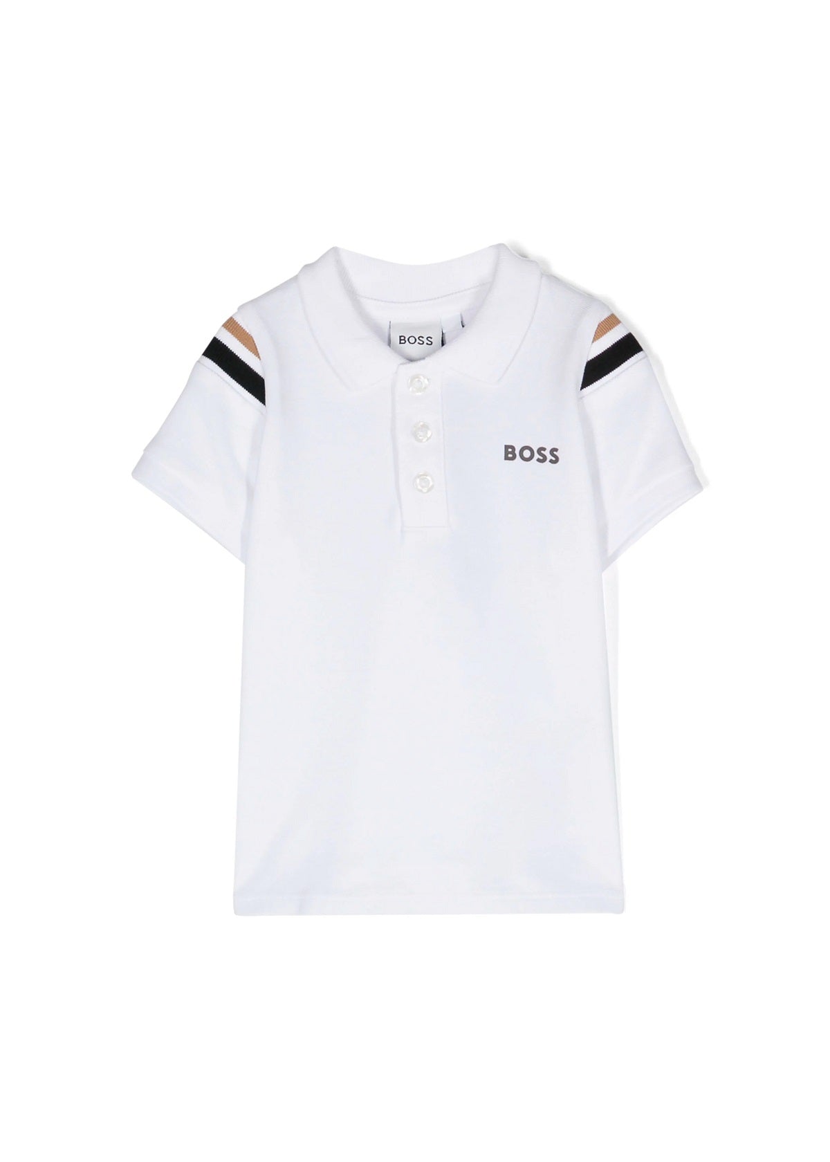 Boss Kids Polo Bianca con Stampa Logo per Neonati