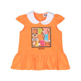 Moschino Kids Abito Smanicato Arancione con Coulotte per Neonata