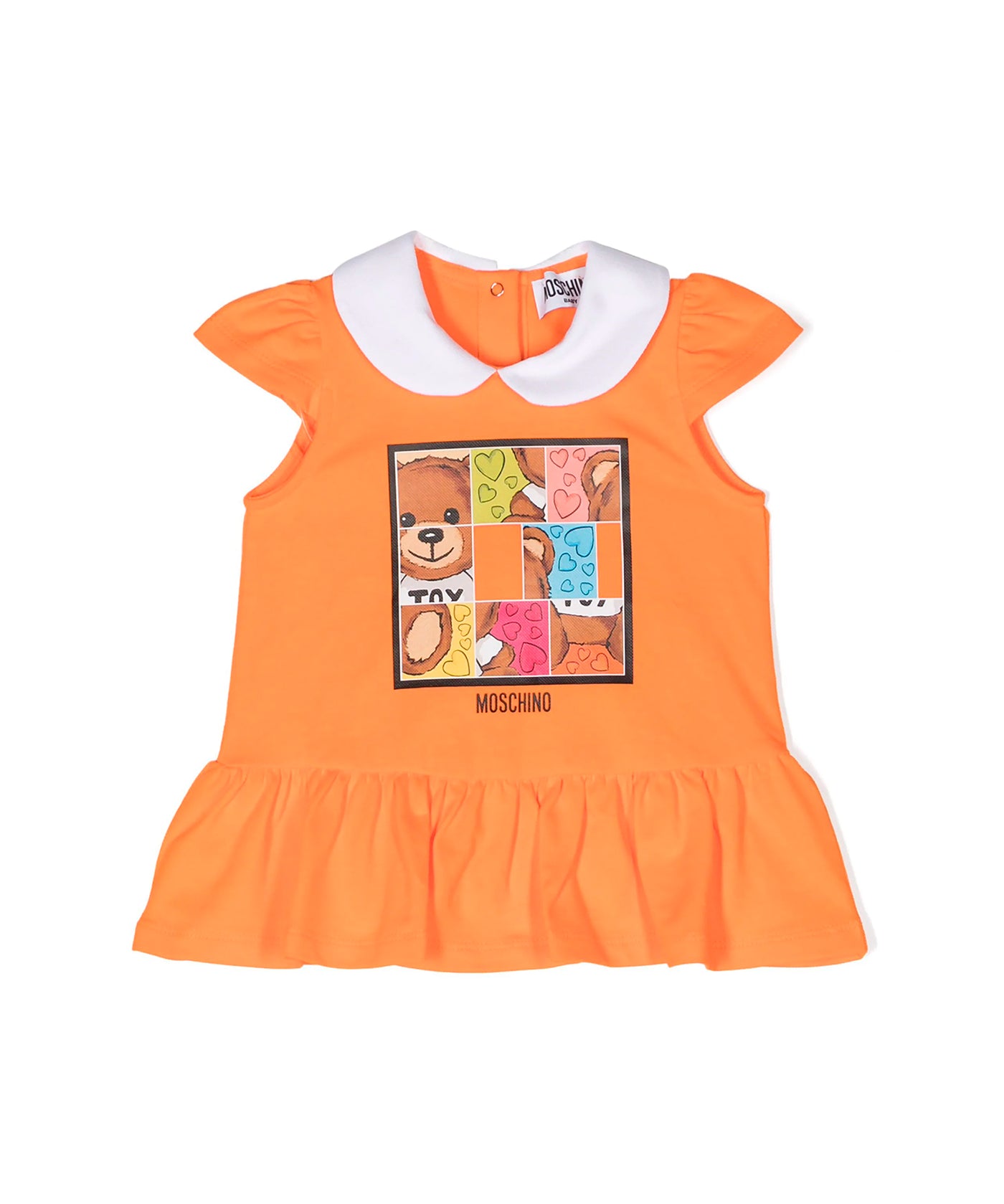 Moschino Kids Abito Smanicato Arancione con Coulotte per Neonata