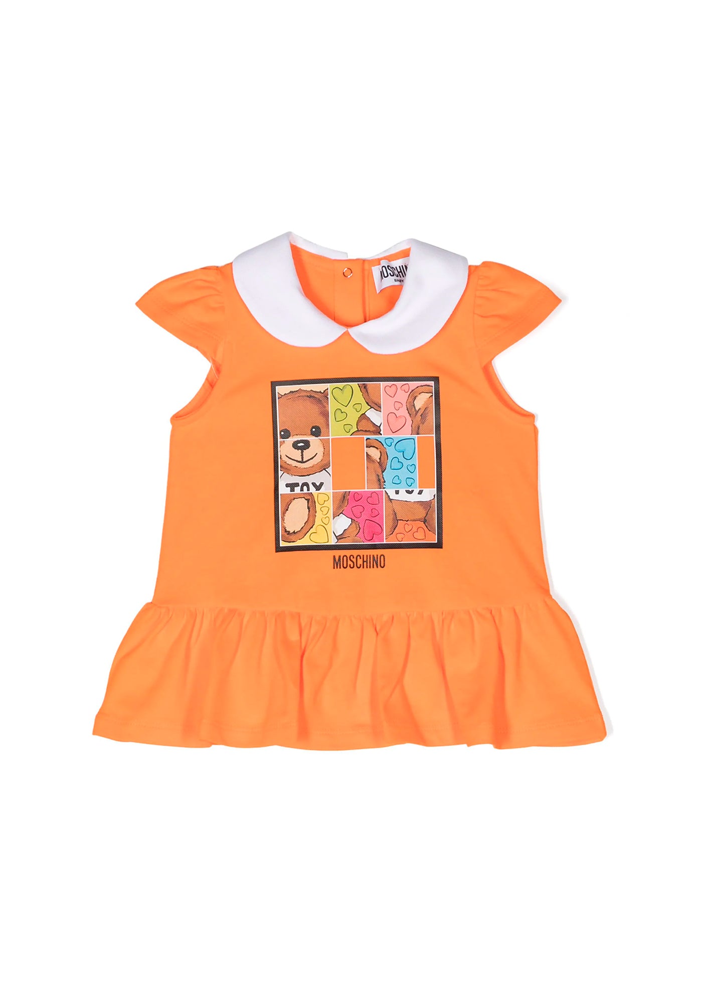 Moschino Kids Abito Smanicato Arancione con Coulotte per Neonata