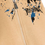 Moschino Kids Felpa Zip e Cappuccio Beige per Neonati
