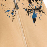 Moschino Kids Felpa Zip e Cappuccio Beige per Neonati