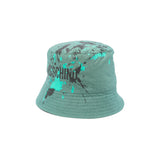 Moschino Kids Cappello Bucket Verde con Stampa Vernice