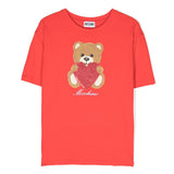 Moschino Kids Red T-shirt with Teddy Bear Heart Sequins