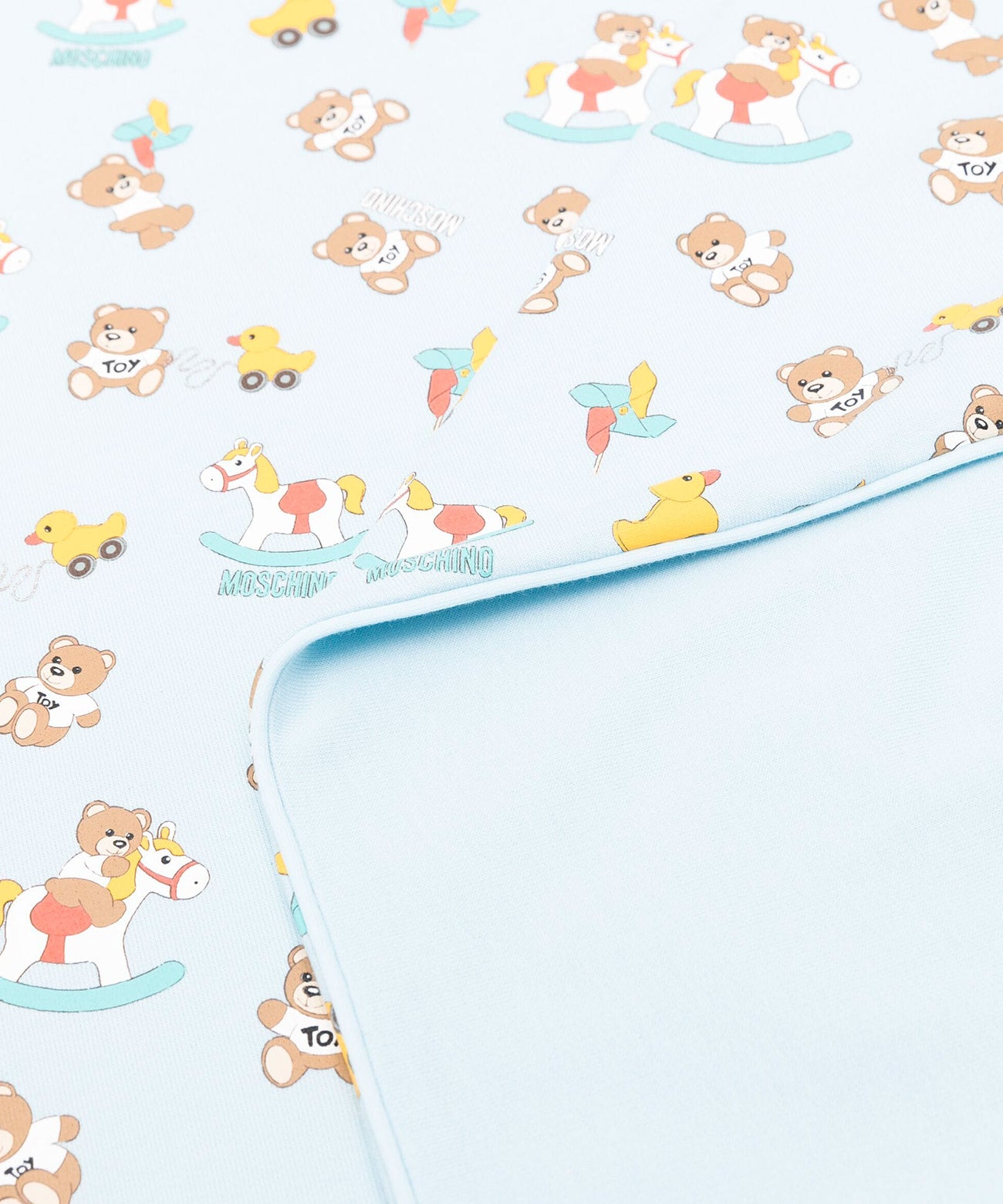 Moschino Kids Coperta Celeste con Teddy Bear All-over