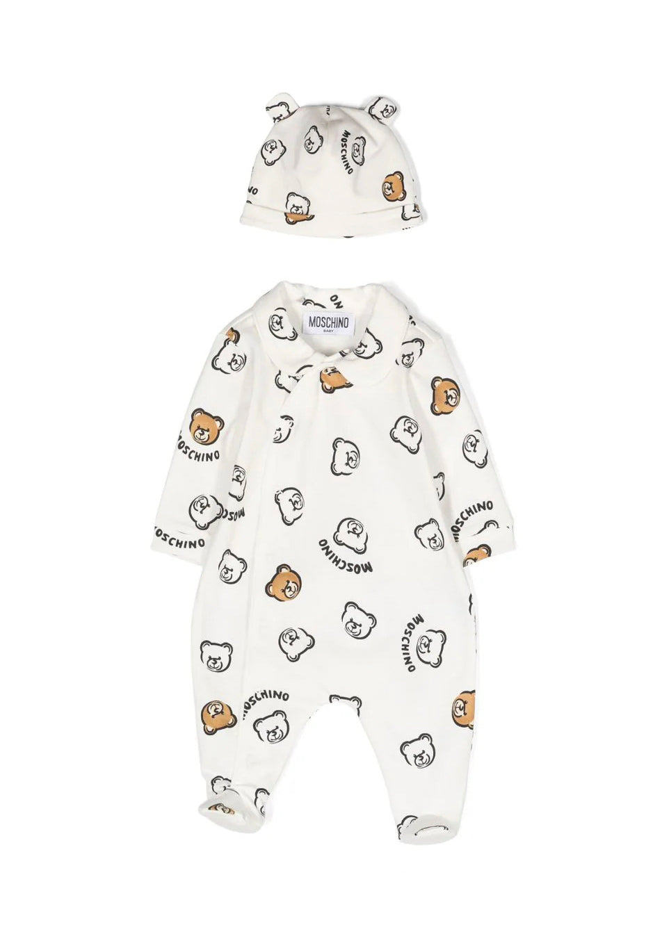Moschino Kids White Teddy Bear Hat Romper
