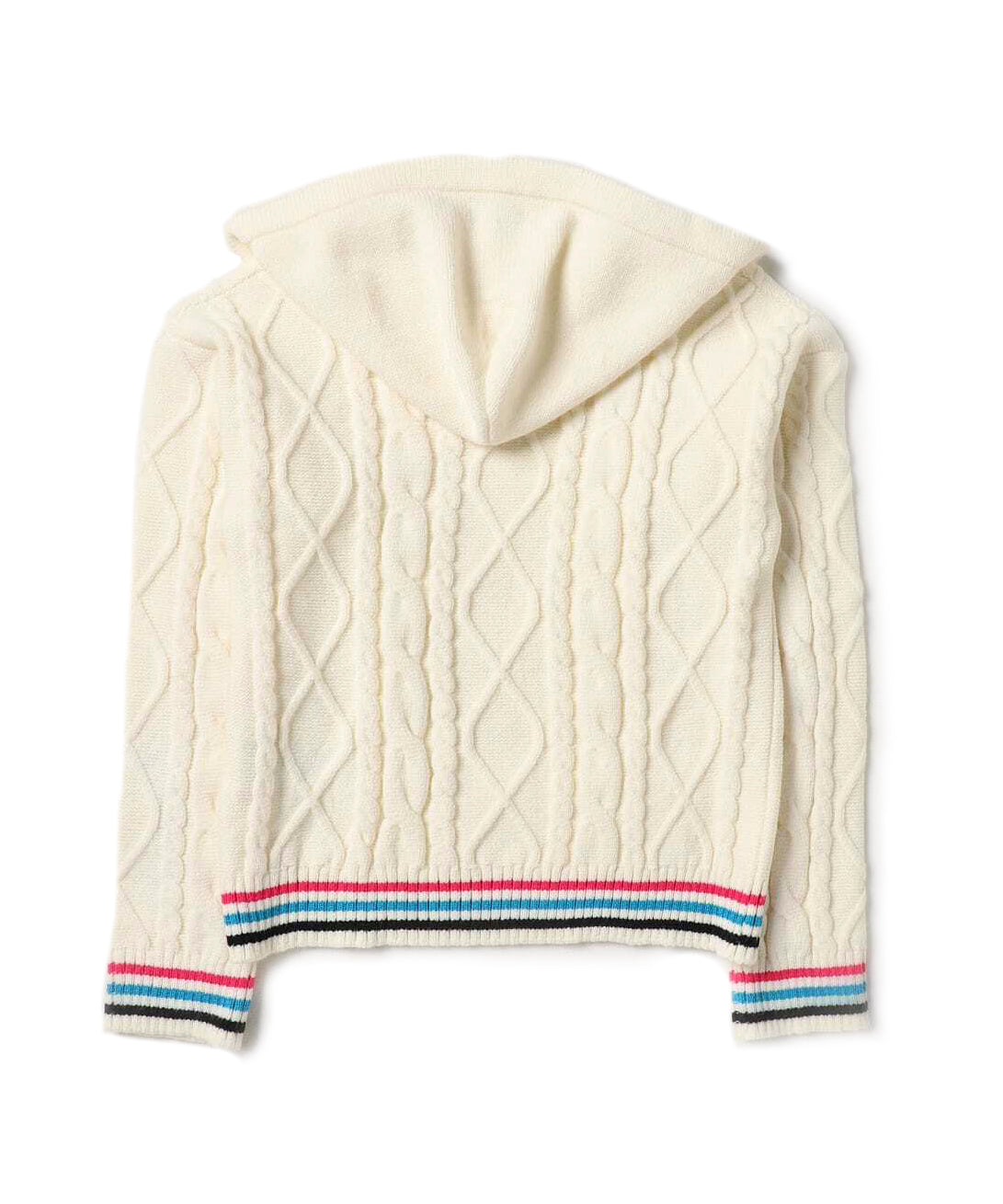 Maglione con Cappuccio in Lana Intrecciata Pinko Kids: Eleganza Bianco Crema con Maglia a Trecce e Dettagli Chic