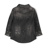 Dsquared2 Kids Camicia di Jeans Scuro con Schizzi