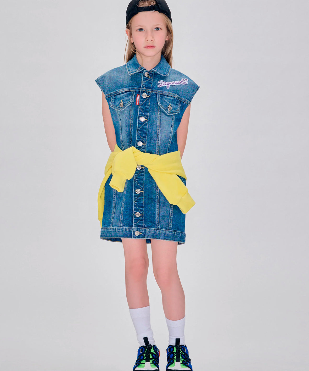 Dsquared2 Kids Abito Smanicato in Denim per Bambine