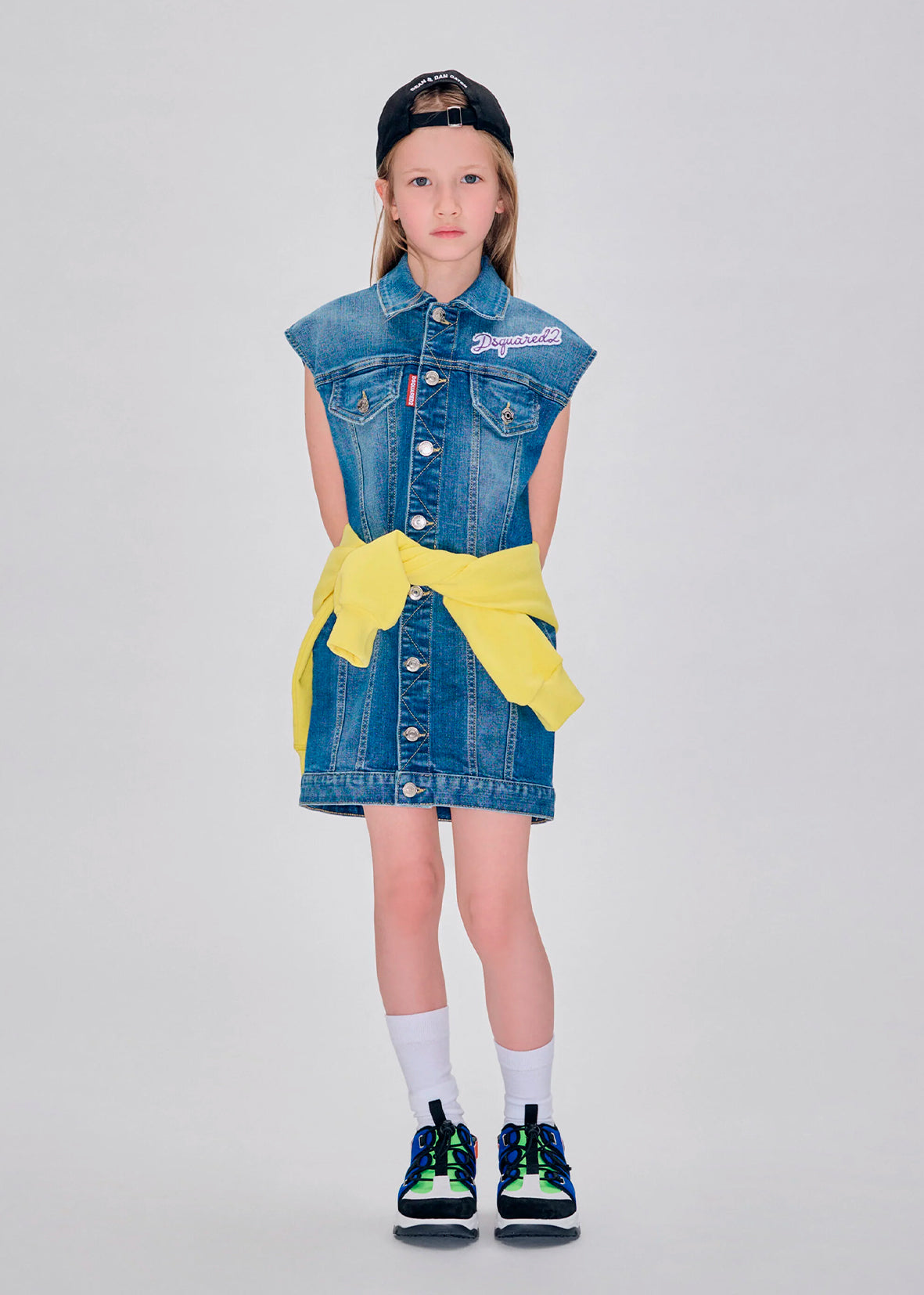 Dsquared2 Kids Abito Smanicato in Denim per Bambine