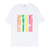 Msgm Kids T-Shirt Bianca con Stampa Multicolor per Bambine