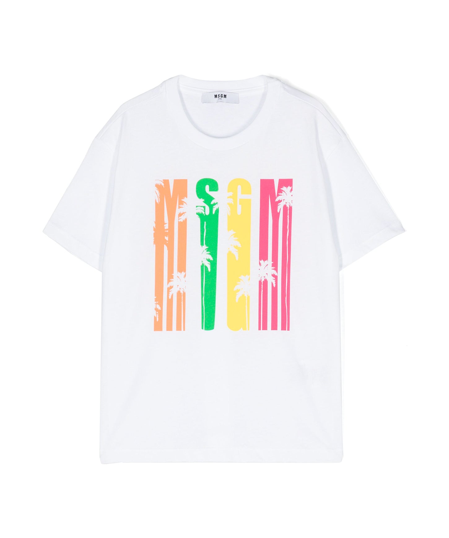 Msgm Kids T-Shirt Bianca con Stampa Multicolor per Bambine