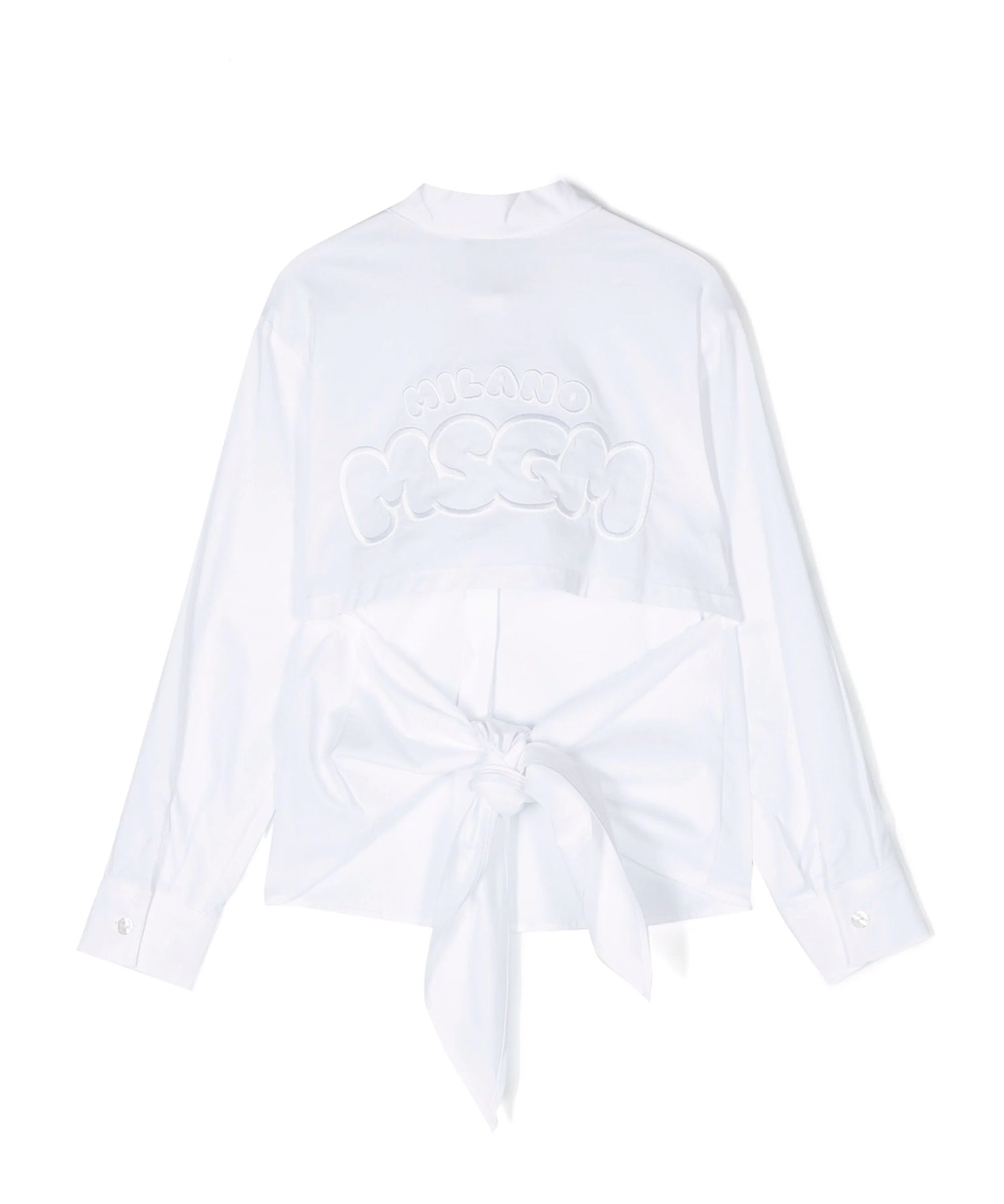 Msgm Kids Camicia Bianca con Fiocco