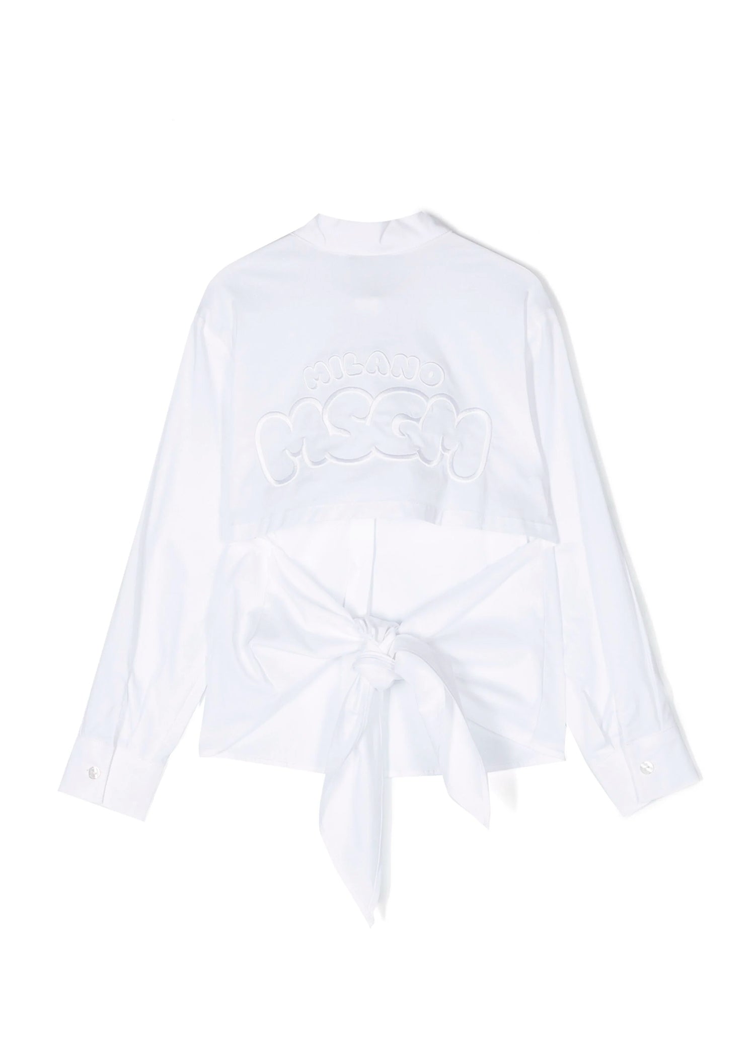 Msgm Kids Camicia Bianca con Fiocco