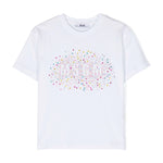 Msgm Kids T-Shirt Bianca con Applicazione per Bambine