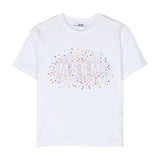 Msgm Kids T-Shirt Bianca con Applicazione per Bambine
