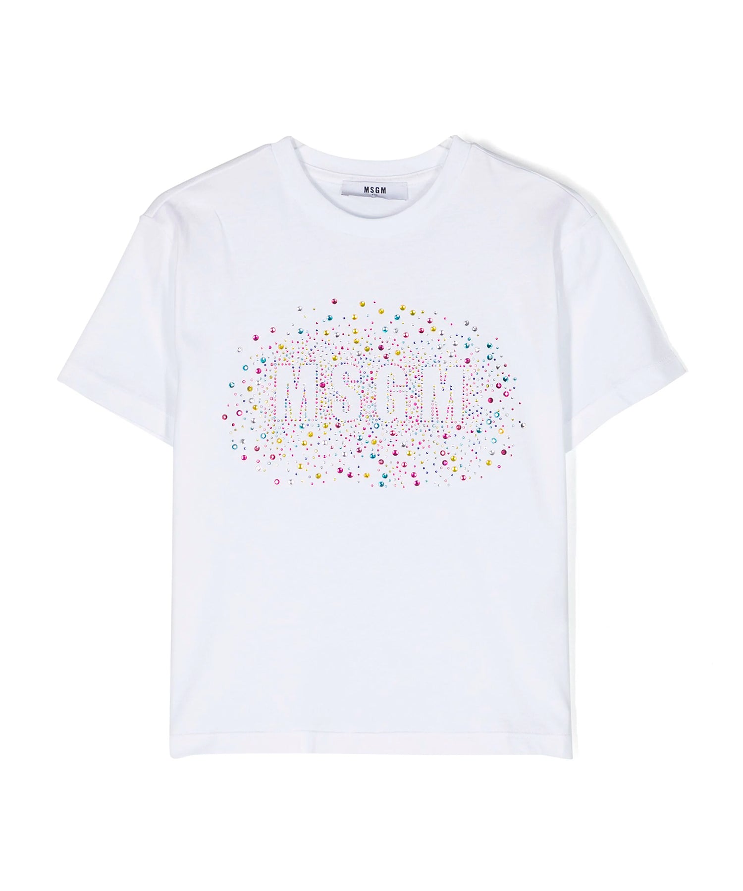 Msgm Kids T-Shirt Bianca con Applicazione per Bambine