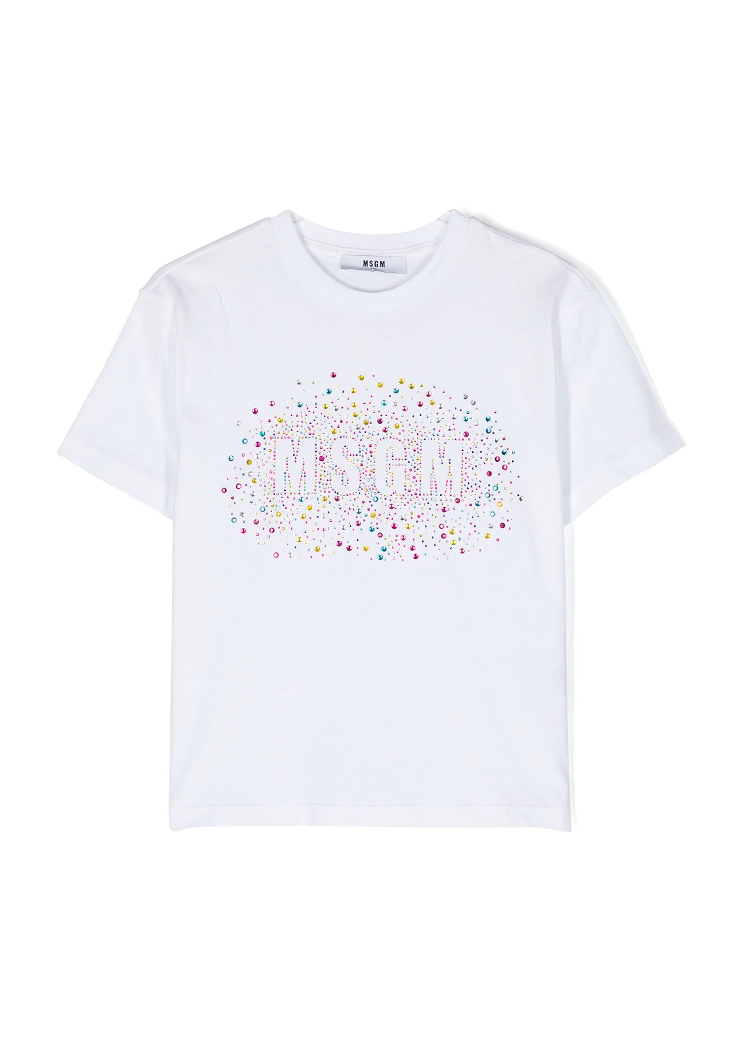 Msgm Kids T-Shirt Bianca con Applicazione per Bambine