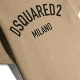 -shirt a Maniche Corte DSquared2 Kids Beige con Stampa Logo DSquared2 Milano | Cotone | Look Casual per Neonati