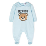 Moschino Kids Tutina Celeste con Logo Teddy Bear