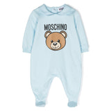 Moschino Kids Tutina Celeste con Logo Teddy Bear