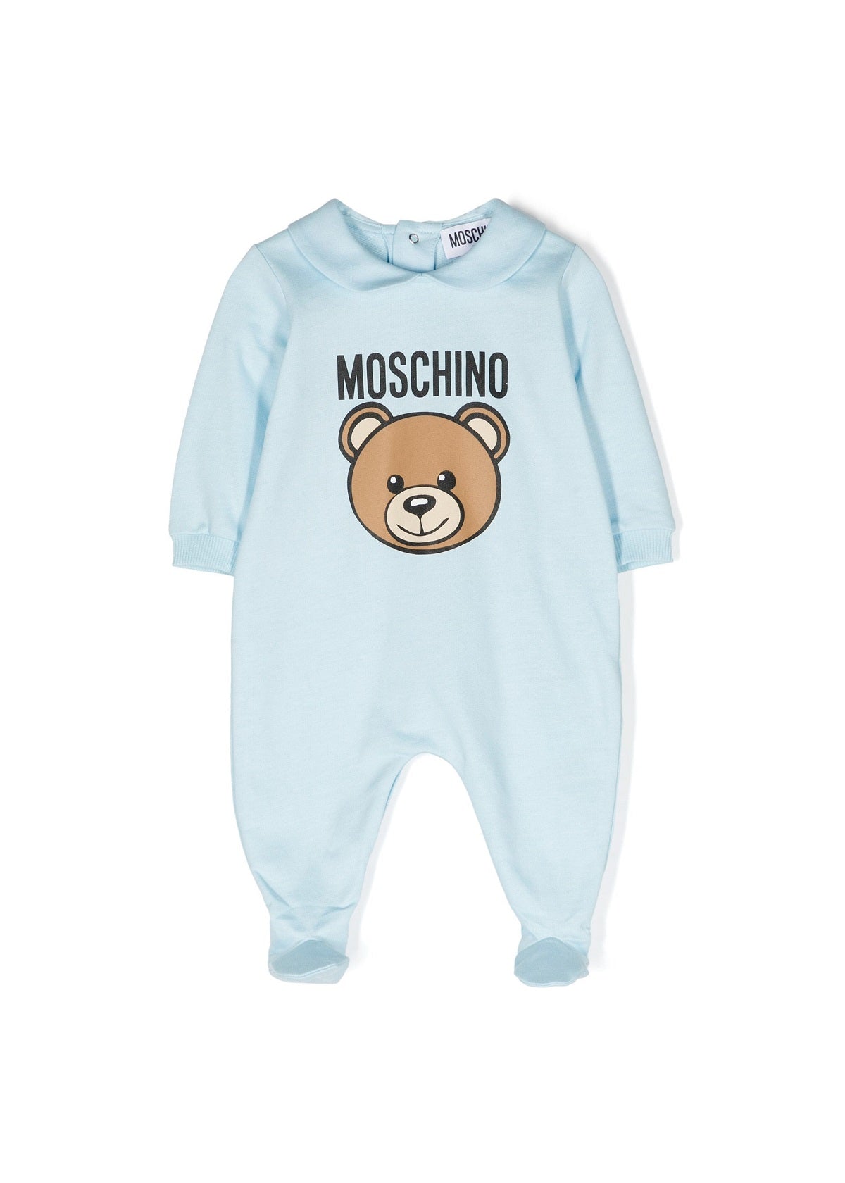 Moschino Kids Tutina Celeste con Logo Teddy Bear
