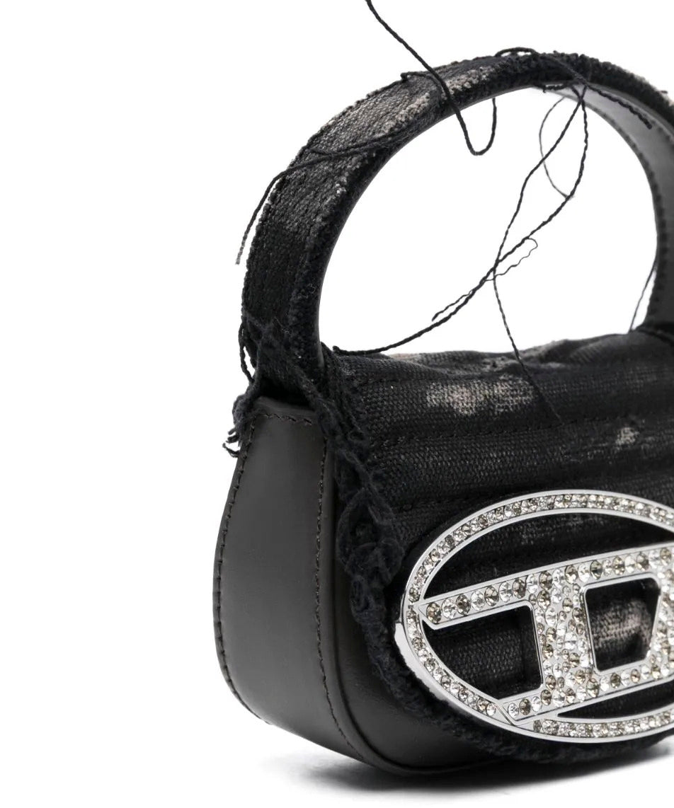Borsa Diesel 1dr: Stile Ricercato con Denim Nero e Dettagli Strass