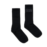 Dsquared2 Kids Calzino in Misto Lana con Ricamo Logo a Intarsio Nero
