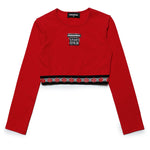 Maglietta Crop DSquared2 Kids Rossa con Logo Gommato | Maniche Lunghe