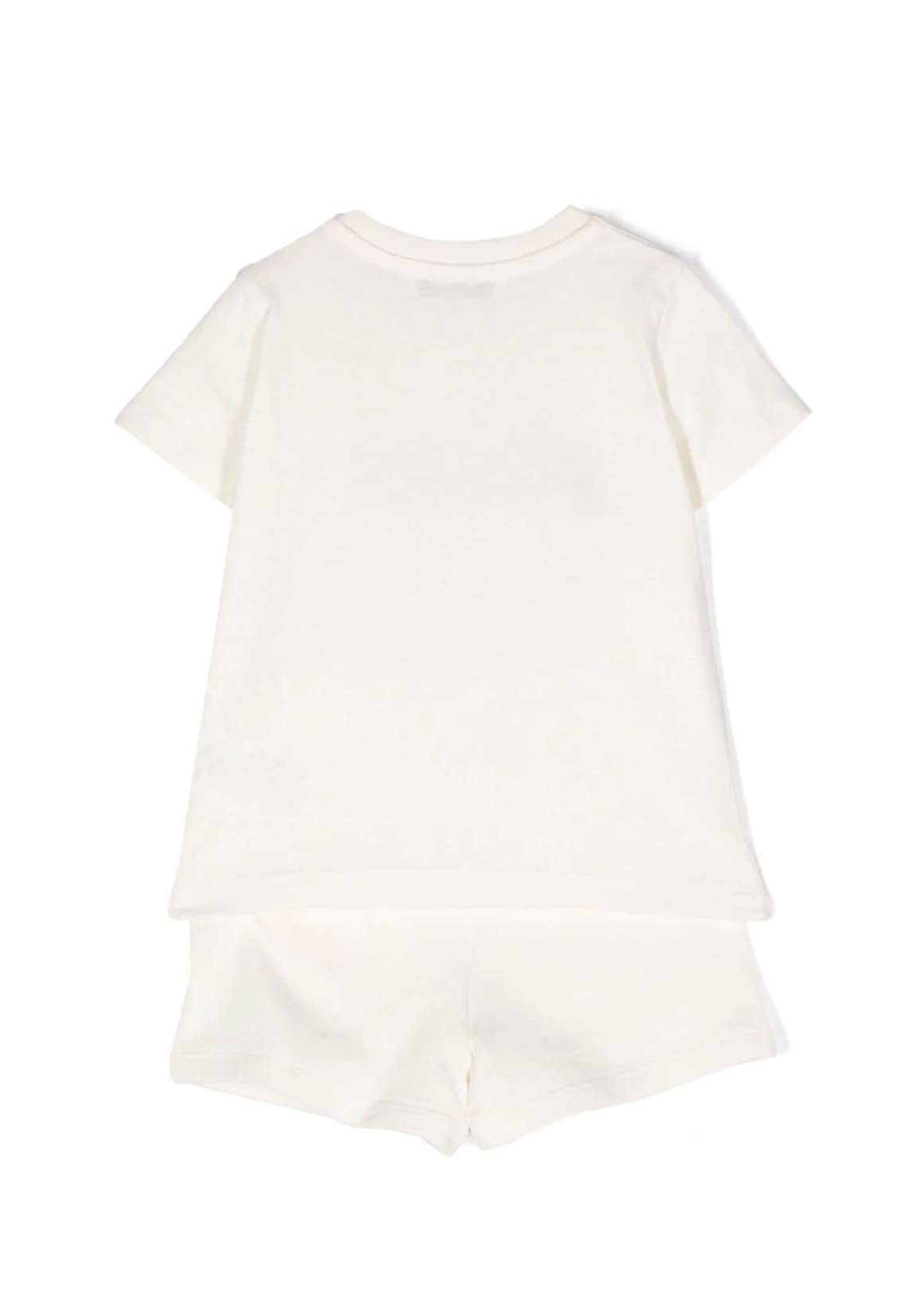 MSGM Neonato Completo bermuda e t-shirt Crema